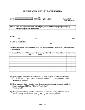 Preliminary section 8 application - Brunswick County Government - brunswickcountync