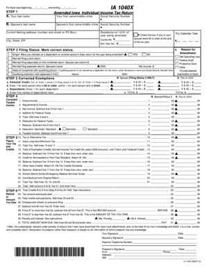 Iowa Amended Individual Income Tax Return
