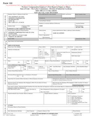 Utah Workers' Compensation Employer's First Report of Injury or Illness