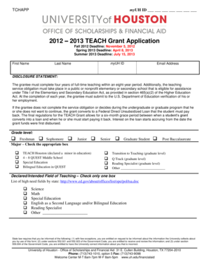 TEACH Grant Application Form