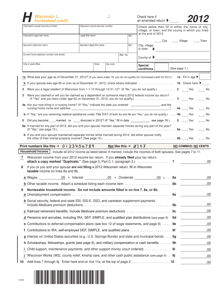 7 Wisconsin income from your 2012 income tax return Preview on Page 1