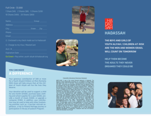 Hadassah Youth Aliyah Donation Form