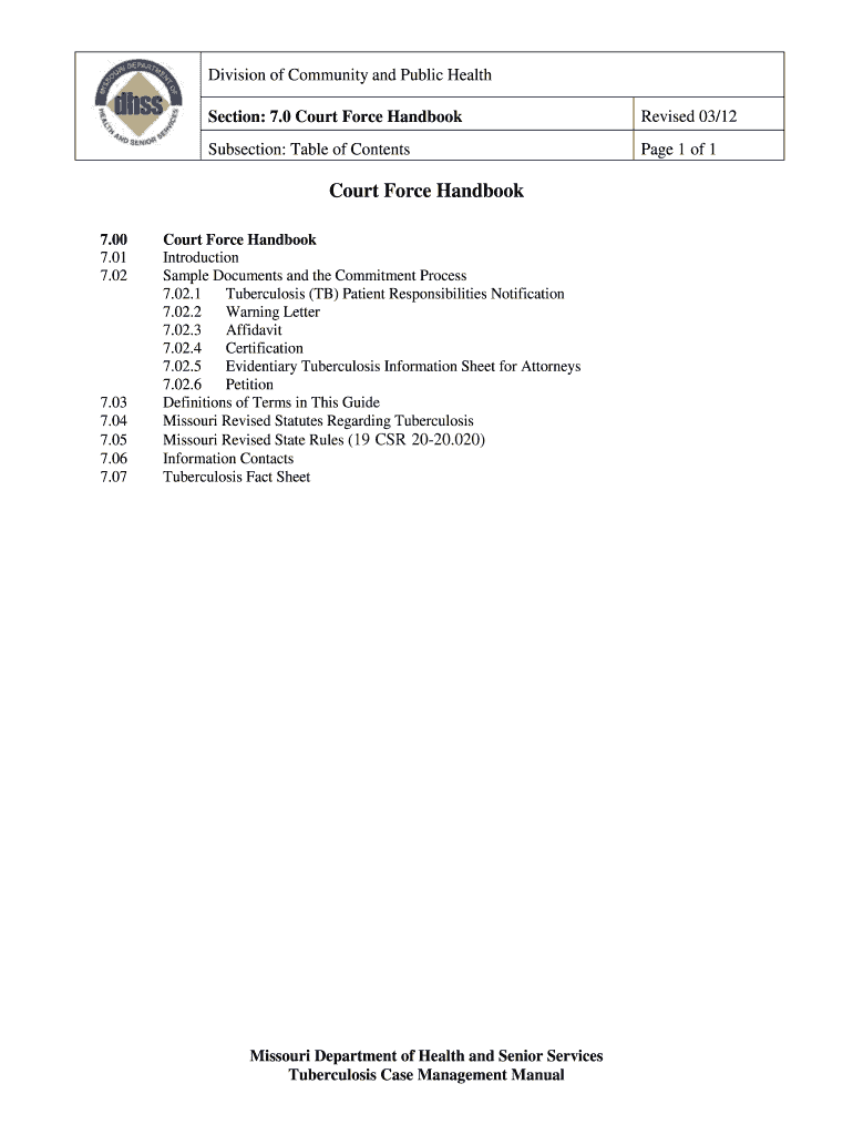 7 0 Court Force Handbook - Missouri Department of Health and Senior - health mo Preview on Page 1