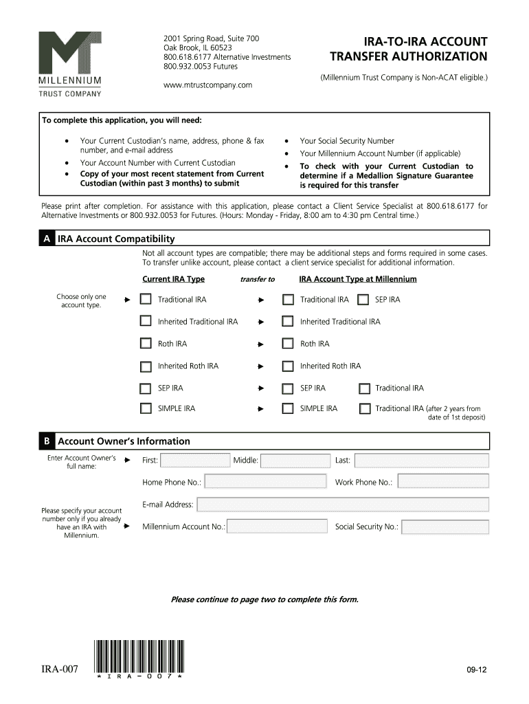 IRA-TO-IRA ACCOUNT TRANSFER AUTHORIZATION Preview on Page 1