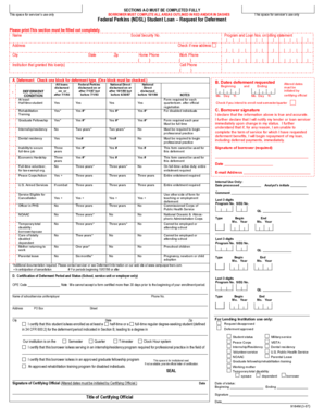 Federal Perkins Student Loan Deferment Request