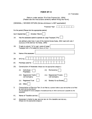 Form ST-3 Service Tax Return