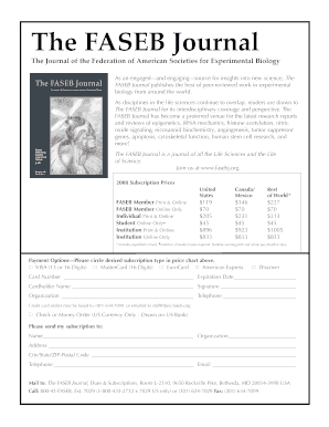 FASEB Journal Subscription Form