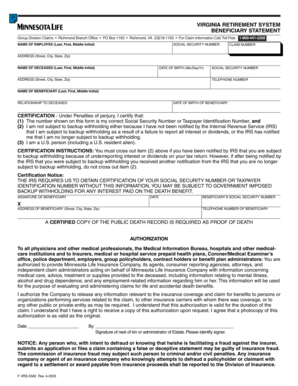 Virginia Retirement System Beneficiary Statement