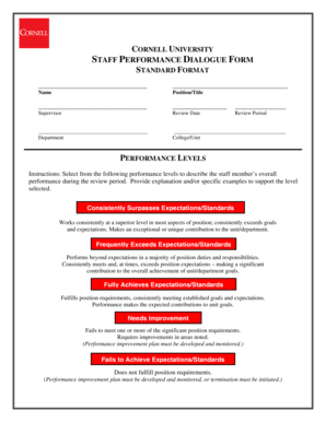 Cornell University Staff Performance Dialogue Form