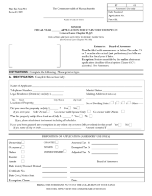 Massachusetts Senior Tax Exemption Form 96-1