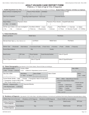 California Adult HIV/AIDS Case Report Form