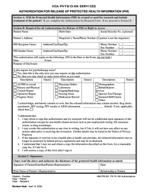 HCA Authorization for Release of PHI