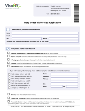 Ivory Coast Visitor Visa Application