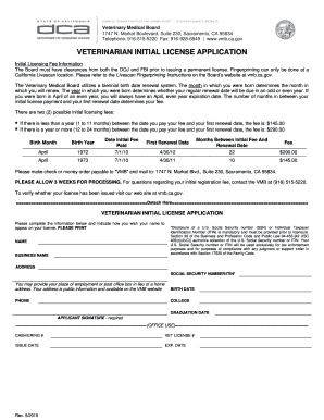 Veterinarian Initial License Application