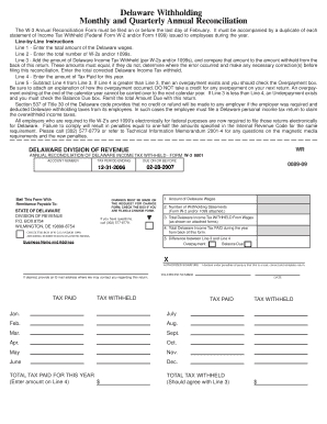 Delaware W-3 Annual Reconciliation Form