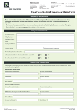 Inpatriate Medical Expenses Claim Form