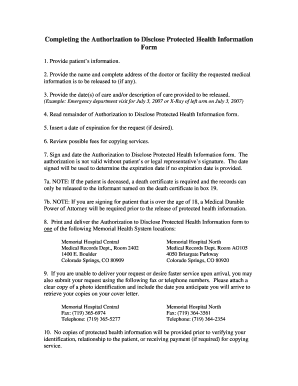 Authorization to Disclose Protected Health Information Form