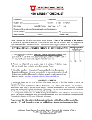 New Student Checklist