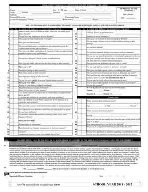 Duval County Schools Preparticipation Athletic Screening Form