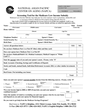 Medicare Low Income Subsidy Screening Tool