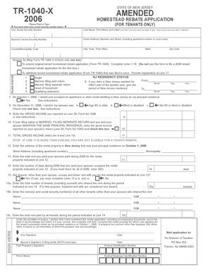 New Jersey Amended Homestead Rebate Application