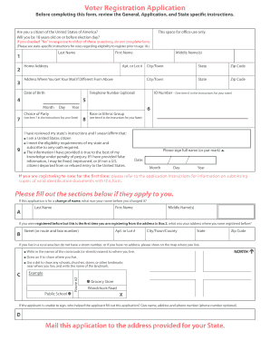 US Voter Registration Postcard Form