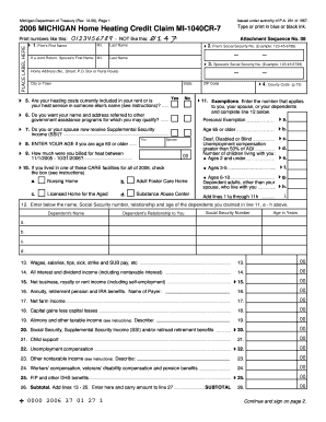 Michigan Home Heating Credit Claim MI-1040CR-7