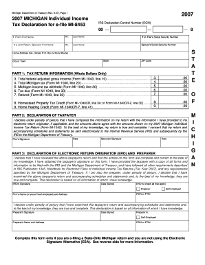 Michigan Individual Income Tax Declaration for e-file