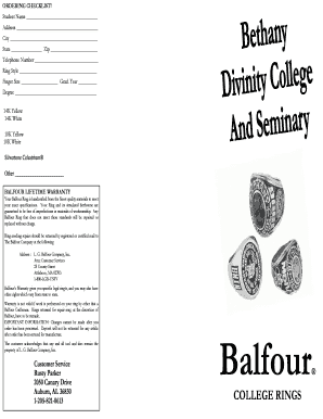 College Ring Ordering Checklist