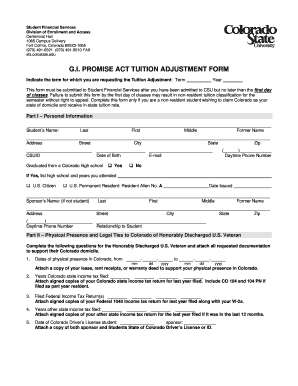 G.I. Promise Act Tuition Adjustment Form
