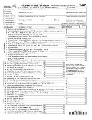 New York Fiduciary Income Tax Return Form IT-205