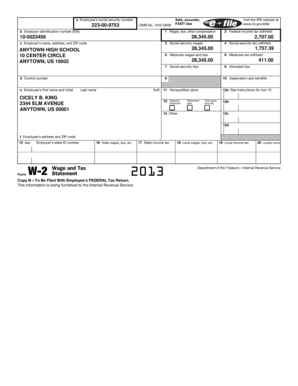 IRS Form W-2 Wage and Tax Statement