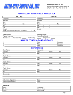 New Account Form / Credit Application