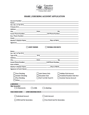 Checking Account Application