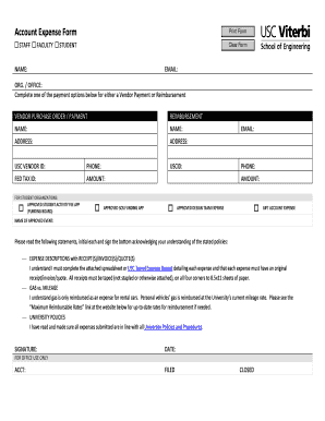 USC Account Expense Form