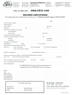 New Account & Credit Application