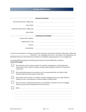 Fannie Mae Hardship Affidavit Form