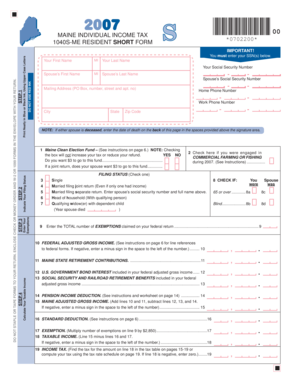 Maine Individual Income Tax Form 1040S-ME