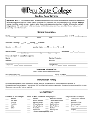 Medical Records Form