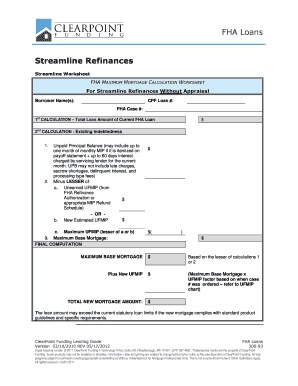 Fha Streamline Refinance Calculator - Fill Online, Printable, Fillable,  Blank | pdfFiller