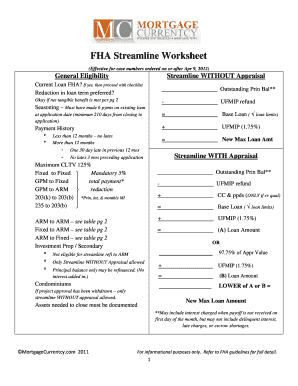 FHA Streamline Worksheet
