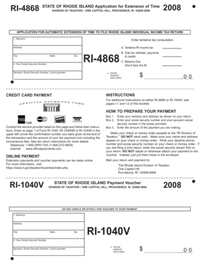Rhode Island Tax Extension Application