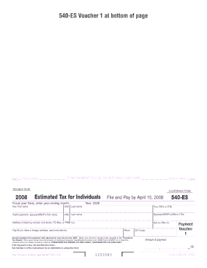 California Form 540-ES 2008