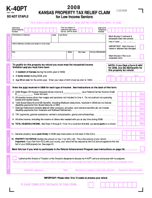 Kansas Property Tax Relief Claim