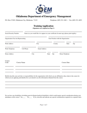 Oklahoma Training Application