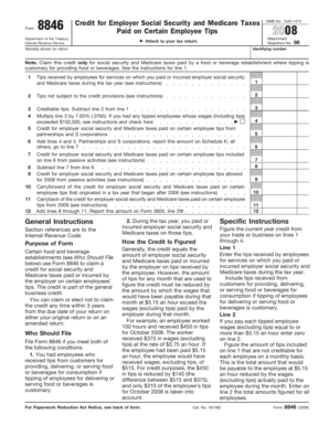 Form 8846: Credit for Employer Social Security and Medicare Taxes