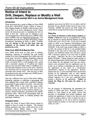 Arizona Well Drilling Notice Form 55-40
