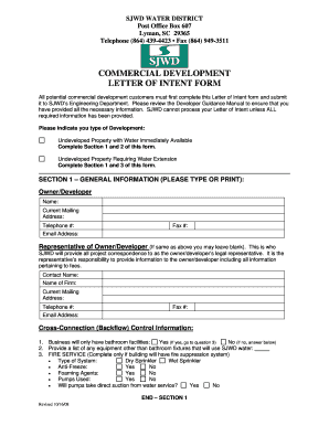 Letter of intent for supplier sample - COMMERCIAL DEVELOPMENT LETTER OF INTENT FORM - SJWD