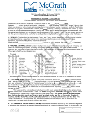 Residential Deed of Lease