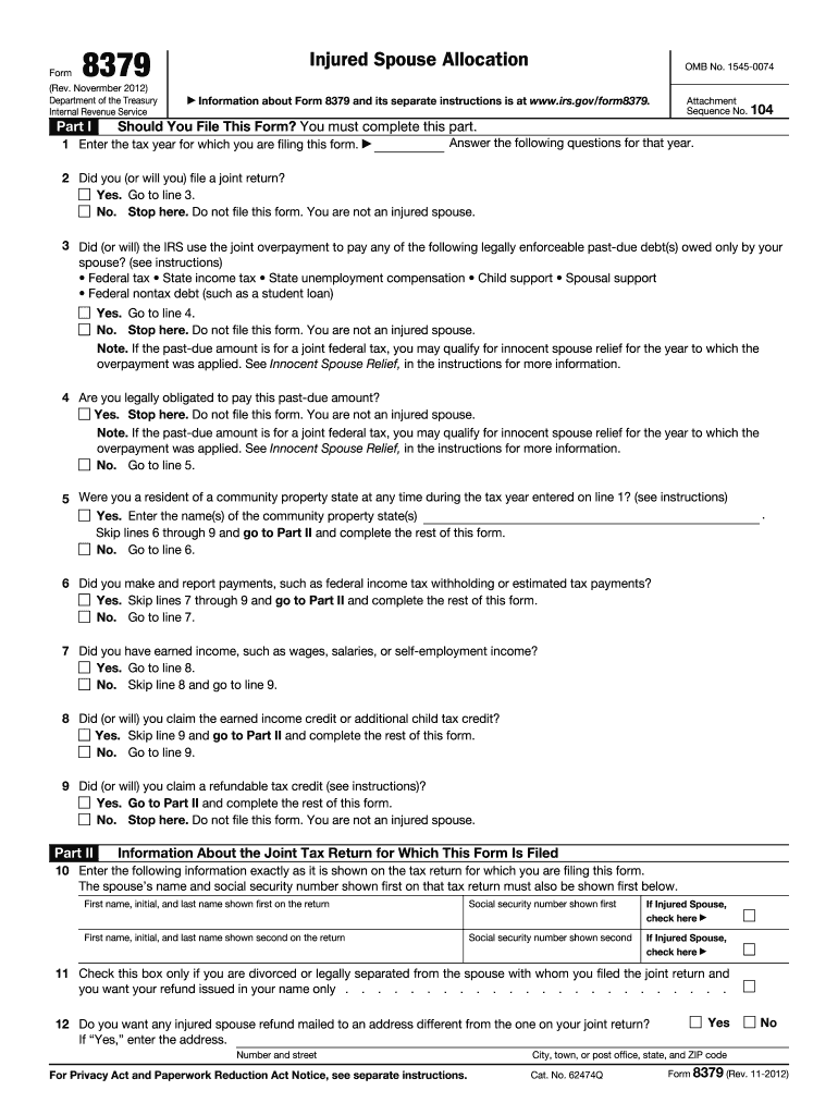 2012 form injured spouse Preview on Page 1